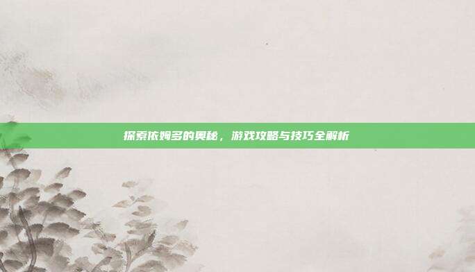 探索依姆多的奥秘,游戏攻略与技巧全解析