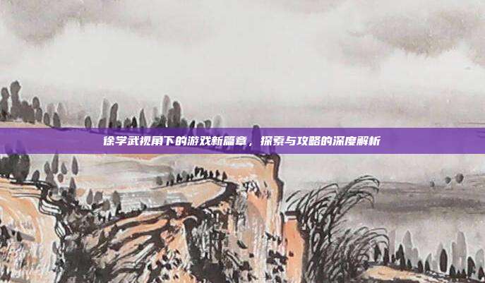 徐学武视角下的游戏新篇章，探索与攻略的深度解析