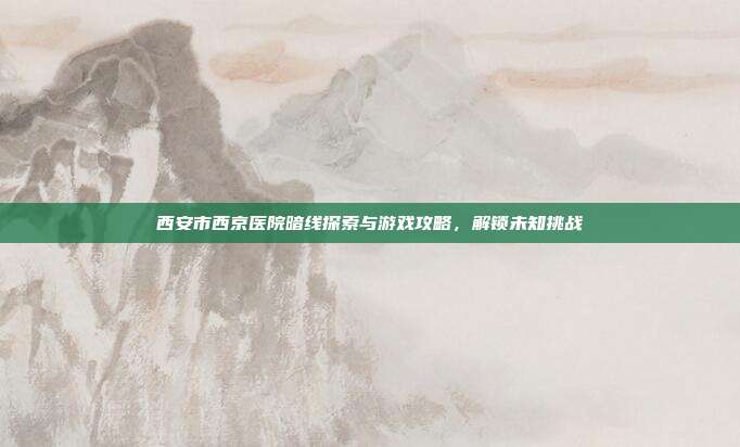 西安市西京医院暗线探索与游戏攻略，解锁未知挑战