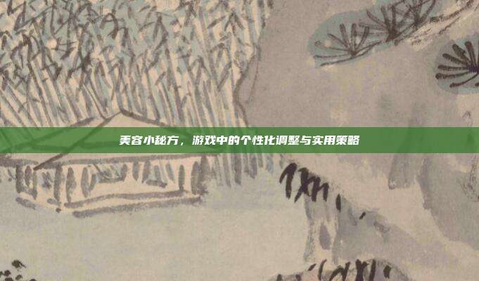 美容小秘方,游戏中的个性化调整与实用策略