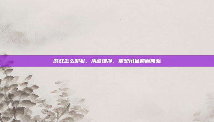 游戏怎么卸妆,清晰洁净,重塑角色精磨体验