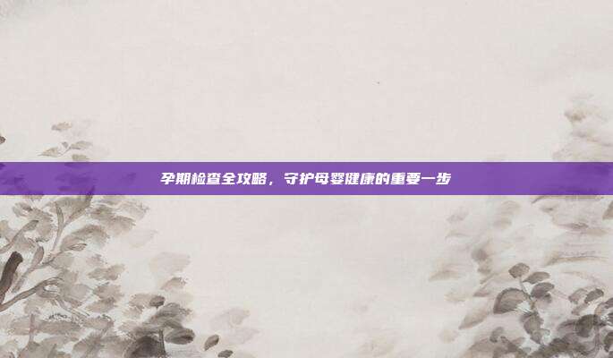孕期检查全攻略，守护母婴健康的重要一步