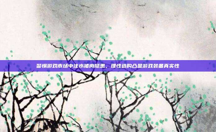 警惕游戏市场中注水猪肉隐患，理性选购凸显游戏装备真实性