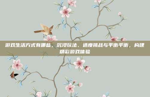 游戏生活方式有哪些,沉浸玩法、适度挑战与平衡平衡,构建精彩游戏体验