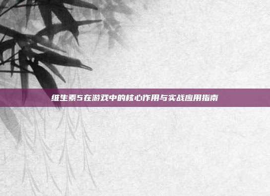 维生素5在游戏中的核心作用与实战应用指南