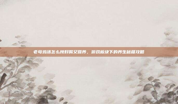 老母鸡汤怎么炖好喝又营养，游戏板块下的养生秘籍攻略