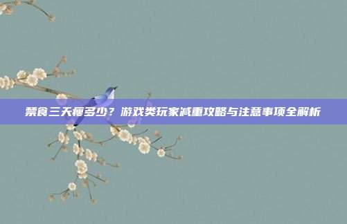 禁食三天瘦多少？游戏类玩家减重攻略与注意事项全解析