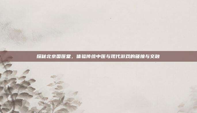 探秘北京国医堂，体验传统中医与现代游戏的碰撞与交融