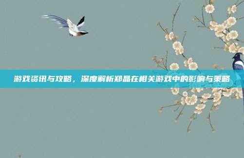游戏资讯与攻略,深度解析郑晶在相关游戏中的影响与策略