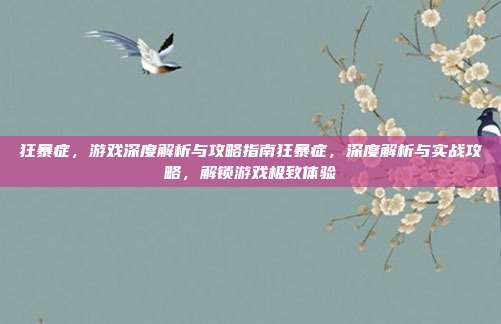 狂暴症，游戏深度解析与攻略指南狂暴症，深度解析与实战攻略，解锁游戏极致体验