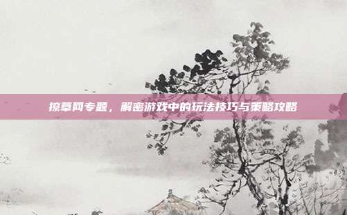 撩草网专题，解密游戏中的玩法技巧与策略攻略