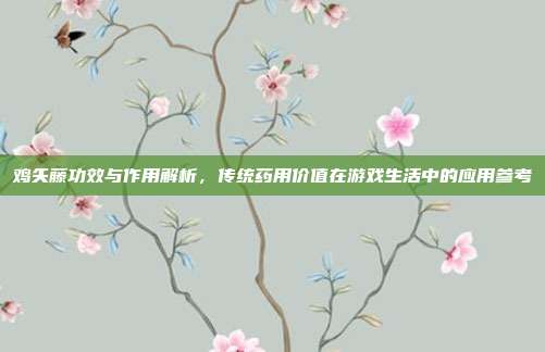 鸡矢藤功效与作用解析，传统药用价值在游戏生活中的应用参考