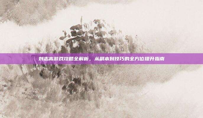 刘志高游戏攻略全解析，从副本到技巧的全方位提升指南