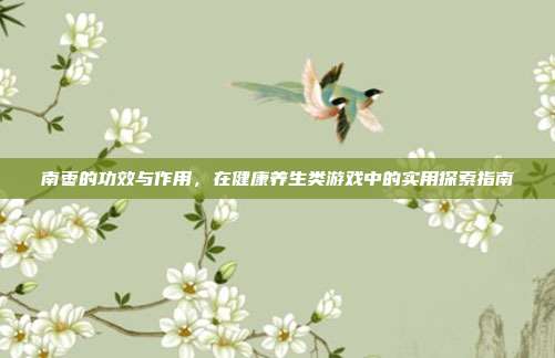 南枣的功效与作用，在健康养生类游戏中的实用探索指南