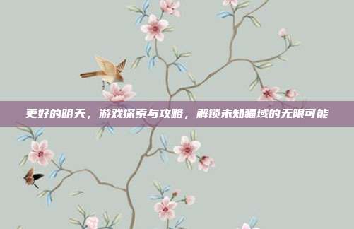 更好的明天，游戏探索与攻略，解锁未知疆域的无限可能