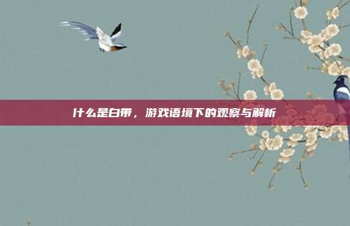 什么是白带，游戏语境下的观察与解析