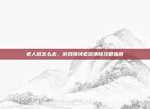 老人斑怎么去，游戏领域老斑清除攻略指南