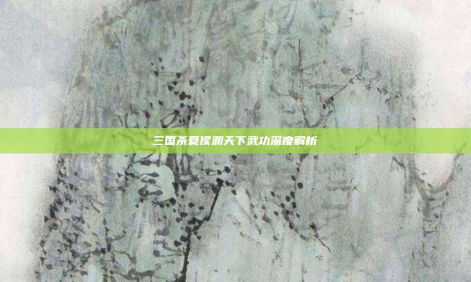 三国杀夏侯渊天下武功深度解析