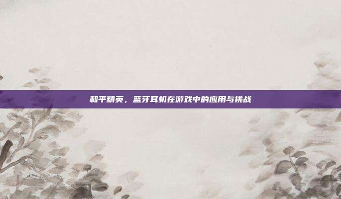 和平精英，蓝牙耳机在游戏中的应用与挑战