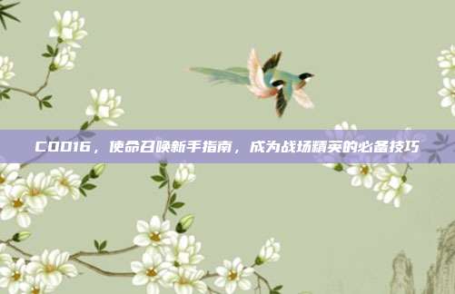 COD16，使命召唤新手指南，成为战场精英的必备技巧