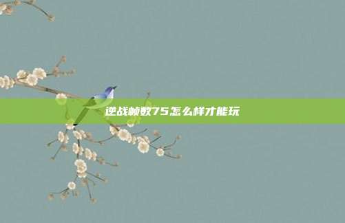逆战帧数75怎么样才能玩
