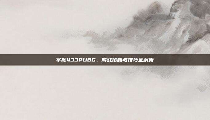 掌握433PUBG,游戏策略与技巧全解析