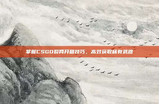 掌握CSGO裂网开箱技巧,高效获取稀有武器