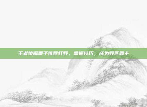 王者荣耀墨子推荐打野，掌握技巧，成为野区霸主