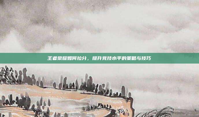 王者荣耀如何拉分,提升竞技水平的策略与技巧