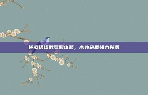 逆战猎场武器刷攻略,高效获取强力装备
