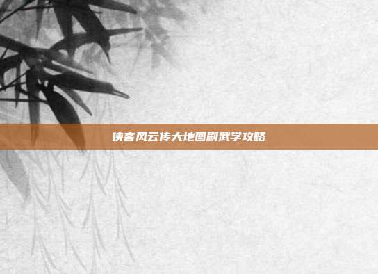 侠客风云传大地图刷武学攻略