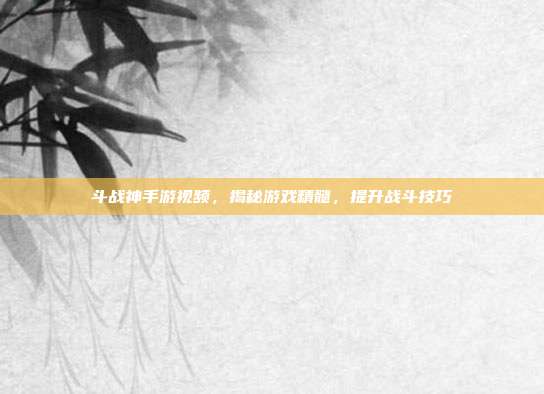 斗战神手游视频,揭秘游戏精髓,提升战斗技巧