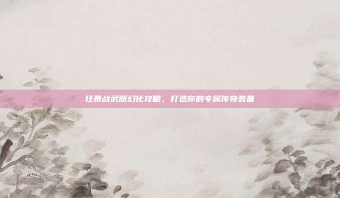 狂暴战武器幻化攻略,打造你的专属传奇装备