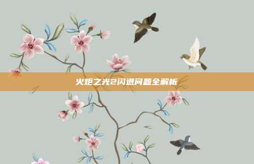 火炬之光2闪退问题全解析