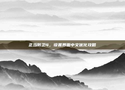 正当防卫4，设置界面中文优化攻略