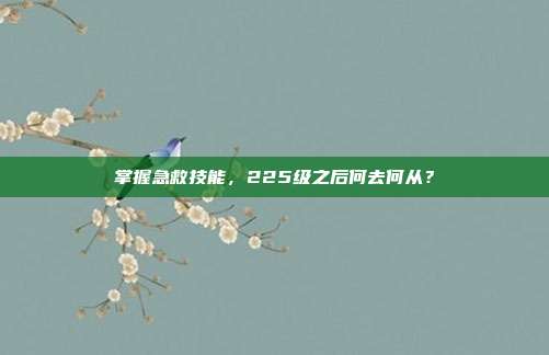 掌握急救技能，225级之后何去何从？