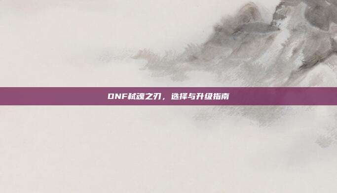 DNF弑魂之刃，选择与升级指南
