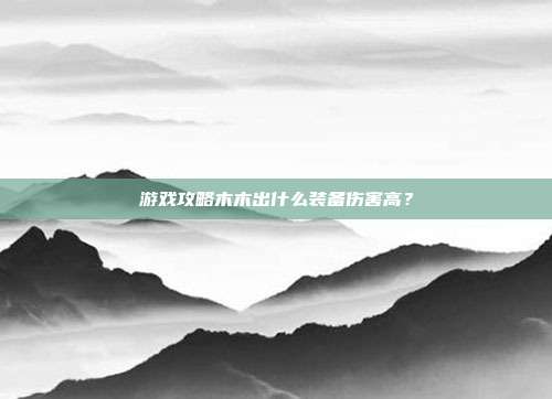 游戏攻略木木出什么装备伤害高？