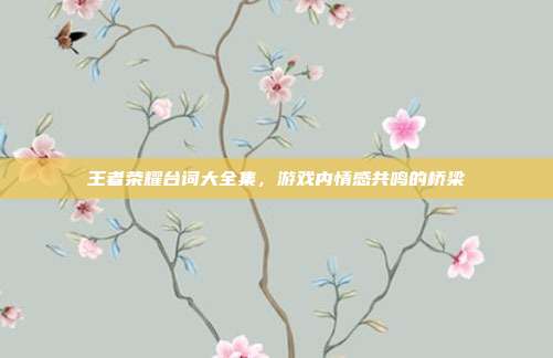 王者荣耀台词大全集，游戏内情感共鸣的桥梁
