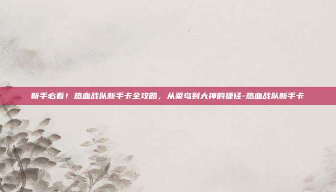 新手必看！热血战队新手卡全攻略，从菜鸟到大神的捷径-热血战队新手卡