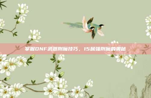 掌握DNF武器附魔技巧，15属强附魔的奥秘