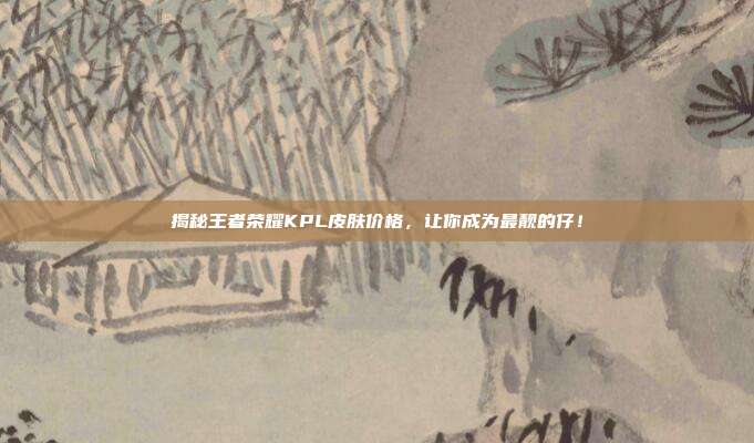 揭秘王者荣耀KPL皮肤价格，让你成为最靓的仔！