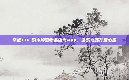 掌握TBC副本掉落物品查询App，游戏攻略升级必备