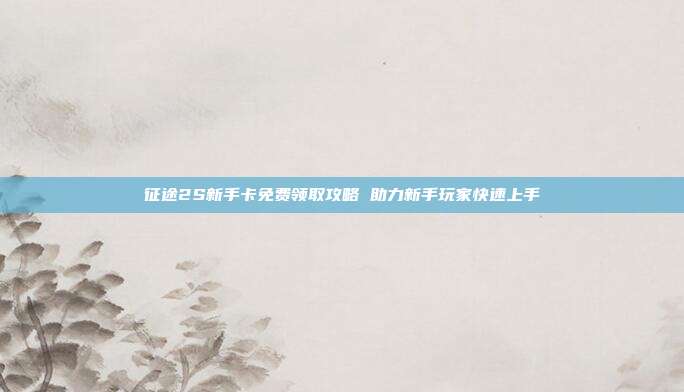 征途2S新手卡免费领取攻略 助力新手玩家快速上手