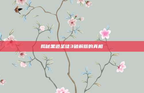 揭秘黑道圣徒3破解版的真相