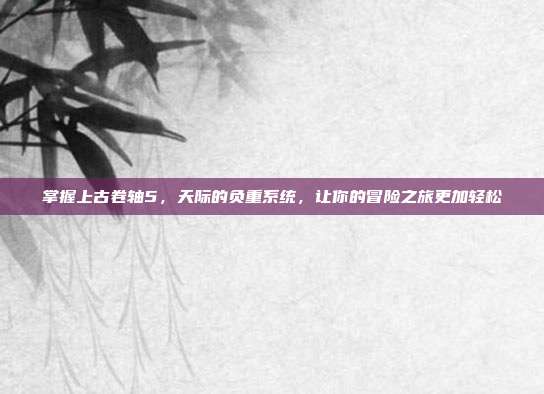 掌握上古卷轴5，天际的负重系统，让你的冒险之旅更加轻松