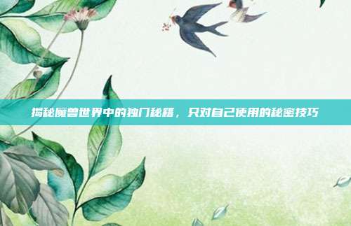 揭秘魔兽世界中的独门秘籍，只对自己使用的秘密技巧