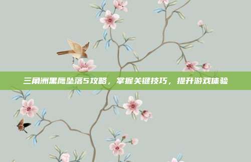 三角洲黑鹰坠落5攻略，掌握关键技巧，提升游戏体验
