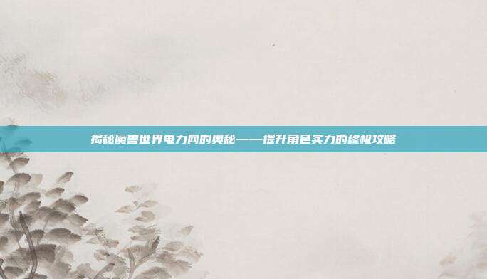 揭秘魔兽世界电力网的奥秘——提升角色实力的终极攻略