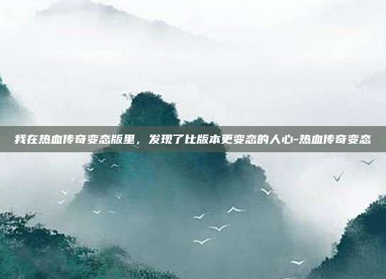 我在热血传奇变态版里，发现了比版本更变态的人心-热血传奇变态